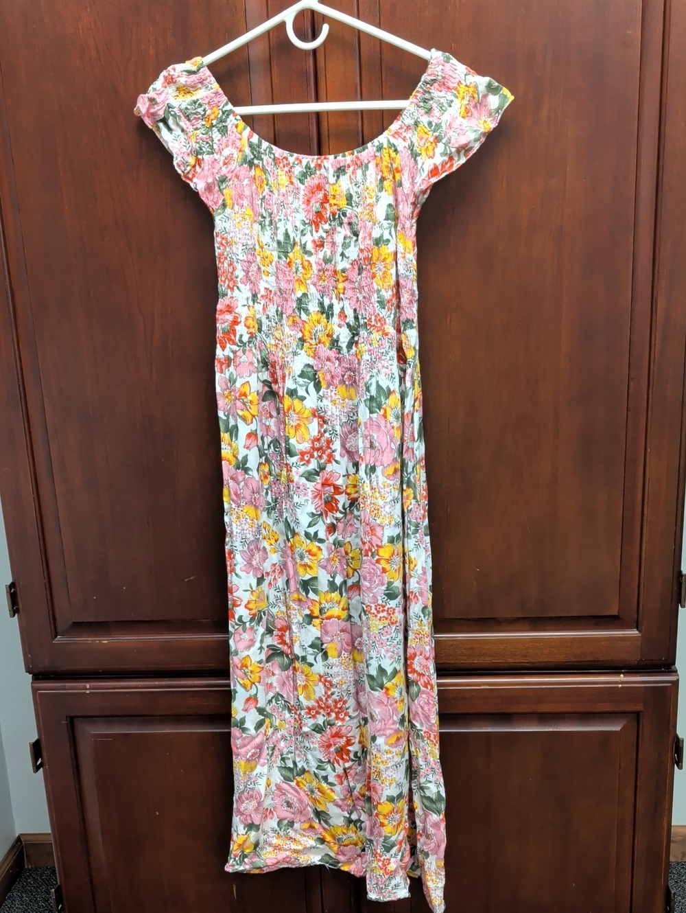 Shore Drive Floral Off-Shoulder Maxi Boutique Dress
